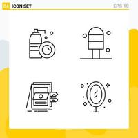 Collection of 4 Universal Line Icons Icon Set for Web and Mobile vector