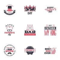 Happy Fathers Day Calligraphy greeting card 9 Black and Pink Typography Collection Vector illustration Editable Vector Design Elements