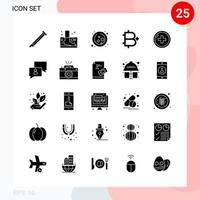 Vector Pack of 25 Icons in Solid Style Creative Glyph Pack isolated on White Background for Web and Mobile