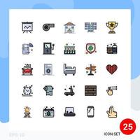 Set of 25 Modern UI Icons Symbols Signs for cup achievement refund server data Editable Vector Design Elements