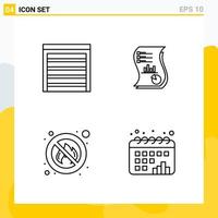 Collection of 4 Universal Line Icons Icon Set for Web and Mobile vector