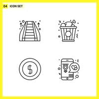 4 Icon Set Simple Line Symbols Outline Sign on White Background for Website Design Mobile Applications and Print Media vector