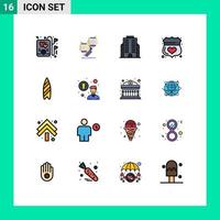 16 User Interface Flat Color Filled Line Pack of modern Signs and Symbols of sports shield building secure medical Editable Creative Vector Design Elements