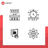 Pack of 4 Universal Outline Icons for Print Media on White Background vector