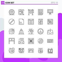 Set of 25 icons in Line style Creative Outline Symbols for Website Design and Mobile Apps Simple Line Icon Sign Isolated on White Background 25 Icons vector