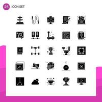 Set of 25 Vector Solid Glyphs on Grid for love family map file arts Editable Vector Design Elements