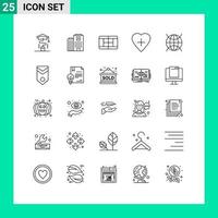 Pictogram Set of 25 Simple Lines of badge iot court internet of things human heart Editable Vector Design Elements