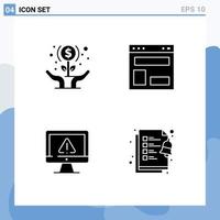 Set of 4 Modern UI Icons Symbols Signs for expand website layout hands layout data Editable Vector Design Elements