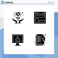 Set of 4 Modern UI Icons Symbols Signs for expand website layout hands layout data Editable Vector Design Elements