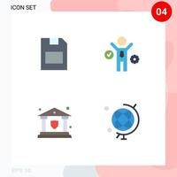 4 User Interface Flat Icon Pack of modern Signs and Symbols of card security data process education Editable Vector Design Elements