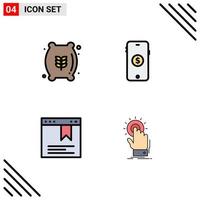 conjunto de 4 iconos modernos de la interfaz de usuario signos de símbolos para la página de harina compras de alimentos toque elementos de diseño vectorial editables vector