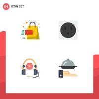 Pictogram Set of 4 Simple Flat Icons of sales education shopping language line Editable Vector Design Elements