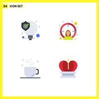 4 Universal Flat Icons Set for Web and Mobile Applications idea coffee solution target time Editable Vector Design Elements