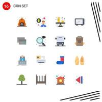 16 User Interface Flat Color Pack of modern Signs and Symbols of banking oven money kitchen cooking Editable Pack of Creative Vector Design Elements