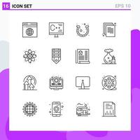 Group of 16 Modern Outlines Set for paper doc programming back to school horseshoe Editable Vector Design Elements