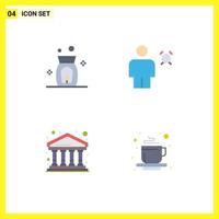 Set of 4 Vector Flat Icons on Grid for aroma city alarm human building Editable Vector Design Elements