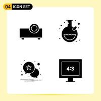 4 Creative Icons for Modern website design and responsive mobile apps 4 Glyph Symbols Signs on White Background 4 Icon Pack vector