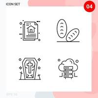 Vector Pack of 4 Icons in Line Style Creative Outline Pack isolated on White Background for Web and Mobile