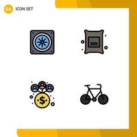 4 iconos creativos signos y símbolos modernos de red informática cebada trigo bicicleta elementos de diseño vectorial editables vector