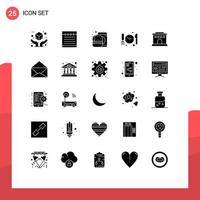 Pictogram Set of 25 Simple Solid Glyphs of message house drink building dnner Editable Vector Design Elements