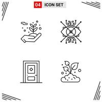 4 Icons Line Style Grid Based Creative Outline Symbols for Website Design Simple Line Icon Signs Isolated on White Background 4 Icon Set vector