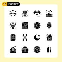 16 Creative Icons for Modern website design and responsive mobile apps 16 Glyph Symbols Signs on White Background 16 Icon Pack vector