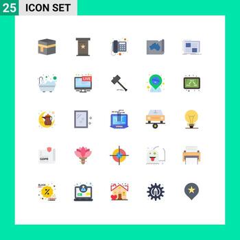Pack of 25 Modern Flat Colors Signs and Symbols for Web Print Media such as map country presentation australian telephone Editable Vector Design Elements