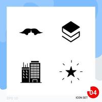 Modern Pack of 4 Icons Solid Glyph Symbols isolated on White Backgound for Website designing vector