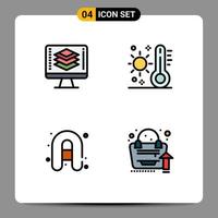 paquete de iconos de vector de stock de 4 signos y símbolos de línea para programar elementos de diseño de vector editables de viaje de verano de pantalla de bote inflable
