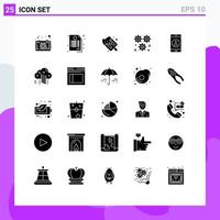 25 Creative Icons Modern Signs and Symbols of mobile dollar ice cream configuration wheel Editable Vector Design Elements