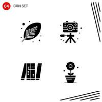 Collection of 4 Vector Icons in solid style Pixle Perfect Glyph Symbols for Web and Mobile Solid Icon Signs on White Background 4 Icons