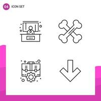 Outline Icon set Pack of 4 Line Icons isolated on White Background for responsive Website Design Print and Mobile Applications vector