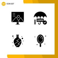 4 Icon Set Solid Style Icon Pack Glyph Symbols isolated on White Backgound for Responsive Website Designing vector