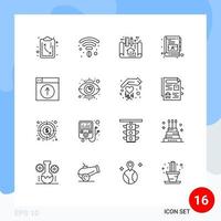 16 iconos creativos, signos y símbolos modernos de diseño, plan de carga, palabras, elementos de diseño vectorial editables vector