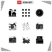 9 Icons Solid Style Grid Based Creative Glyph Symbols for Website Design Simple Solid Icon Signs Isolated on White Background 9 Icon Set vector