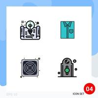 Pictogram Set of 4 Simple Filledline Flat Colors of creative fashion form cloth wear Editable Vector Design Elements