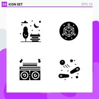 Set of 4 icons in solid style Creative Glyph Symbols for Website Design and Mobile Apps Simple Solid Icon Sign Isolated on White Background 4 Icons vector