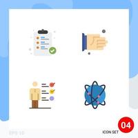 conjunto moderno de 4 iconos y símbolos planos, como el acuerdo de informe de habilidades hospitalarias, capacidad profesional, elementos de diseño vectorial editables vector