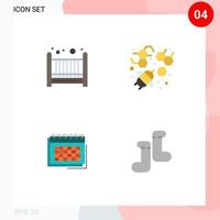 4 Universal Flat Icon Signs Symbols of baby event bee calendar schedule Editable Vector Design Elements