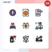 Set of 9 Modern UI Icons Symbols Signs for conspiracy valentine night design couple love Editable Vector Design Elements