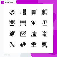 Modern Set of 16 Solid Glyphs Pictograph of car switch outgoing smart money Editable Vector Design Elements