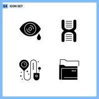 4 Icons Solid style Creative Glyph Symbols Black Solid Icon Sign Isolated on White Background vector