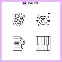 4 Icons in Line Style Outline Symbols on White Background Creative Vector Signs for Web mobile and Print