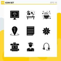 Collection of 9 Universal Solid Icons Icon Set for Web and Mobile vector