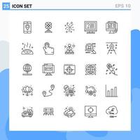 Set of 25 Modern UI Icons Symbols Signs for web designing online fireworks info contact Editable Vector Design Elements