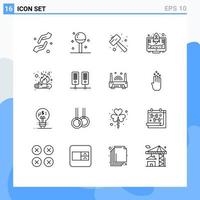 Pictogram Set of 16 Simple Outlines of startup entrepreneur lollipop watch kit pound Editable Vector Design Elements