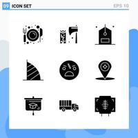 Modern 9 solid style icons Glyph Symbols for general use Creative Solid Icon Sign Isolated on White Background 9 Icons Pack vector