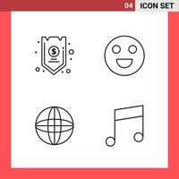 4 Icon Pack Line Style Outline Symbols on White Background Simple Signs for general designing vector