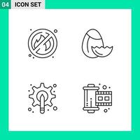 Pack of 4 Line Style Icon Set Outline Symbols for print Creative Signs Isolated on White Background 4 Icon Set vector