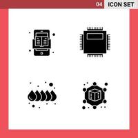 Solid Glyph Pack of 4 Universal Symbols of book color read computer water Editable Vector Design Elements